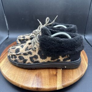 Hey Dude Britt Leo Nut Womens 5 Booties Leopard Fur Lined Casual Shoes
